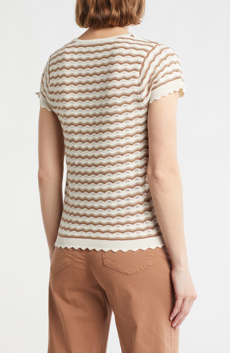 Adrianna Papell Wavy Stripe Pointelle Sweater, Alternate, color, Neutral Combo