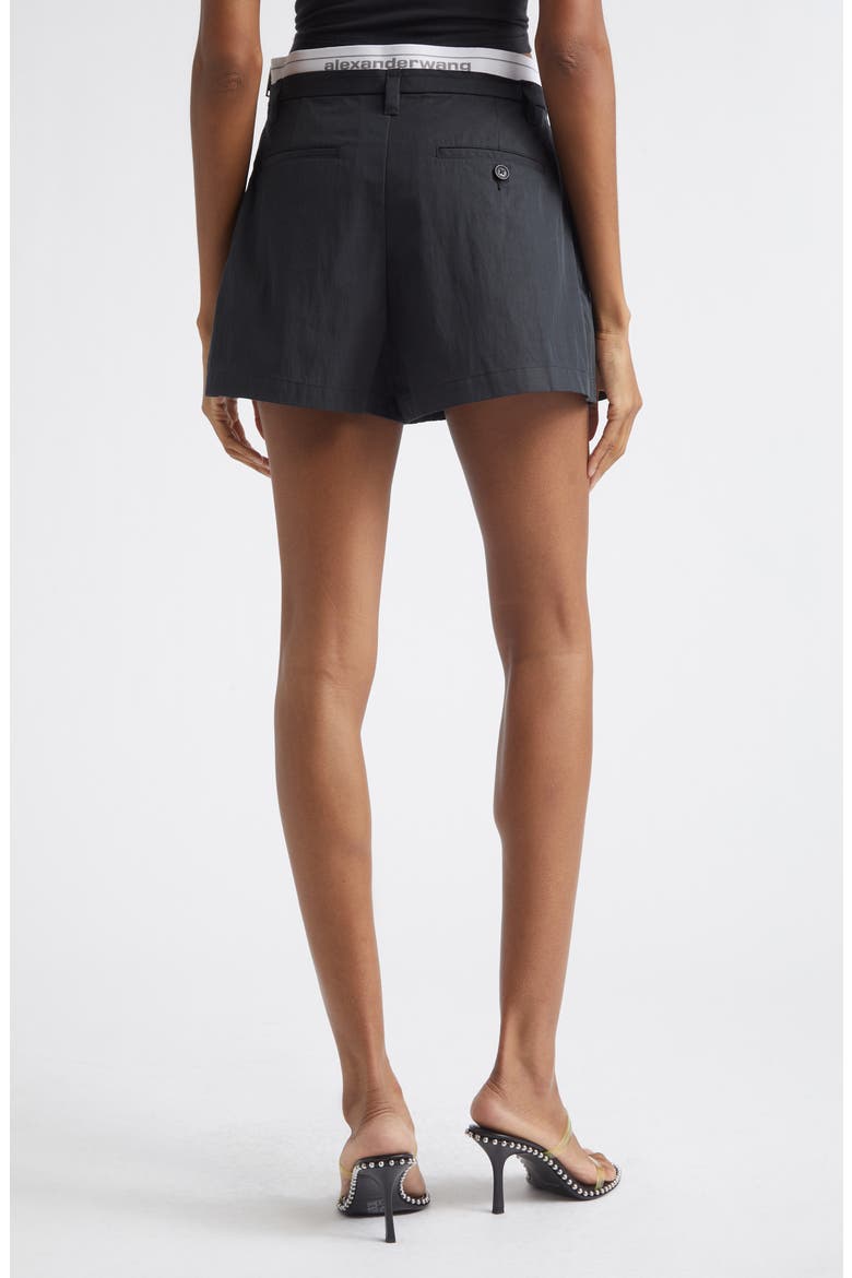Pleated High Waist Shorts, Alternate, color, BLACK