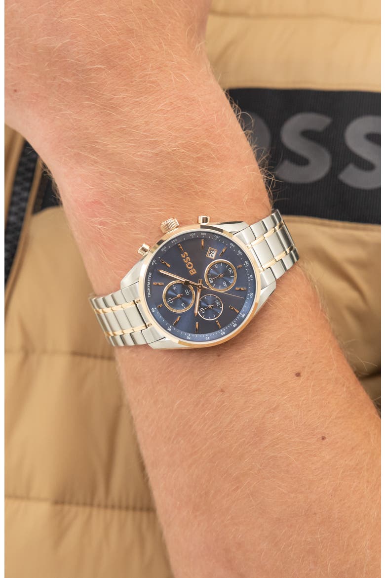 Grand Prix Chronograph Bracelet Watch, 40mm, Alternate, color, BLUE