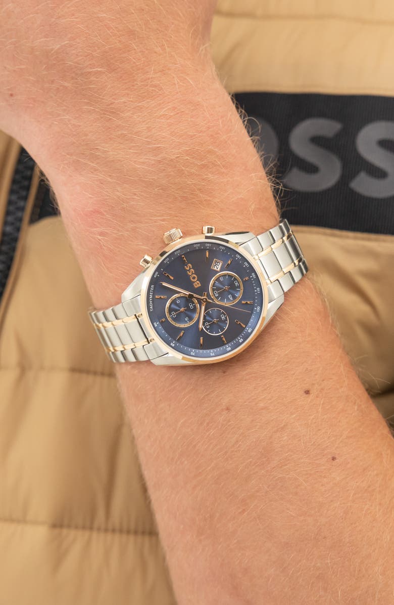 BOSS Grand Prix Chronograph Bracelet Watch, 40mm, Alternate, color, Blue