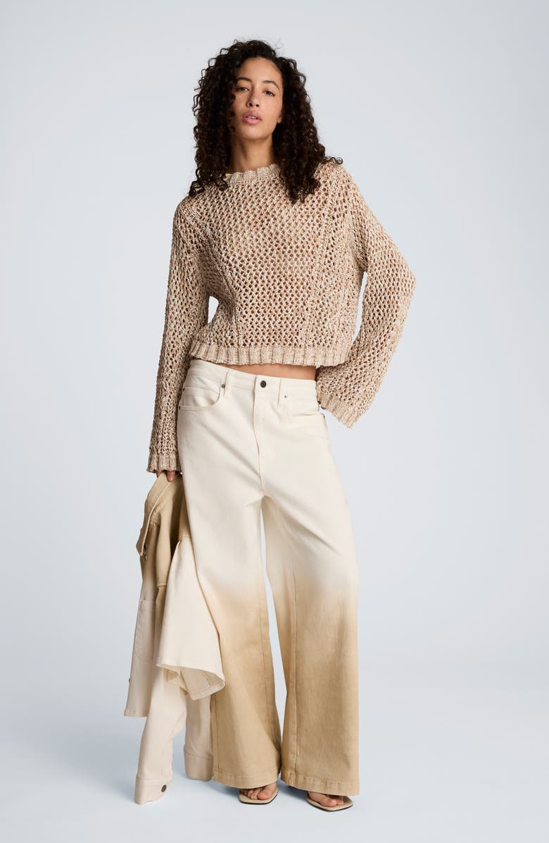 Kenneth Cole Two Tone Open Stitch Cotton Blend Sweater, Alternate, color, 