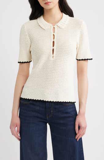 The Daybreak Open Stitch Polo Sweater