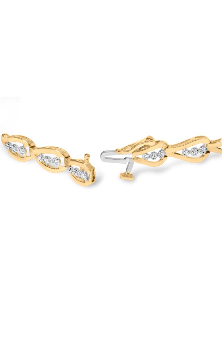 Haus of Brilliance 10k Yellow Gold 1/3 Cttw Diamond 3 Stone Teardrop Design Link Bracelet, Alternate, color, Yellow