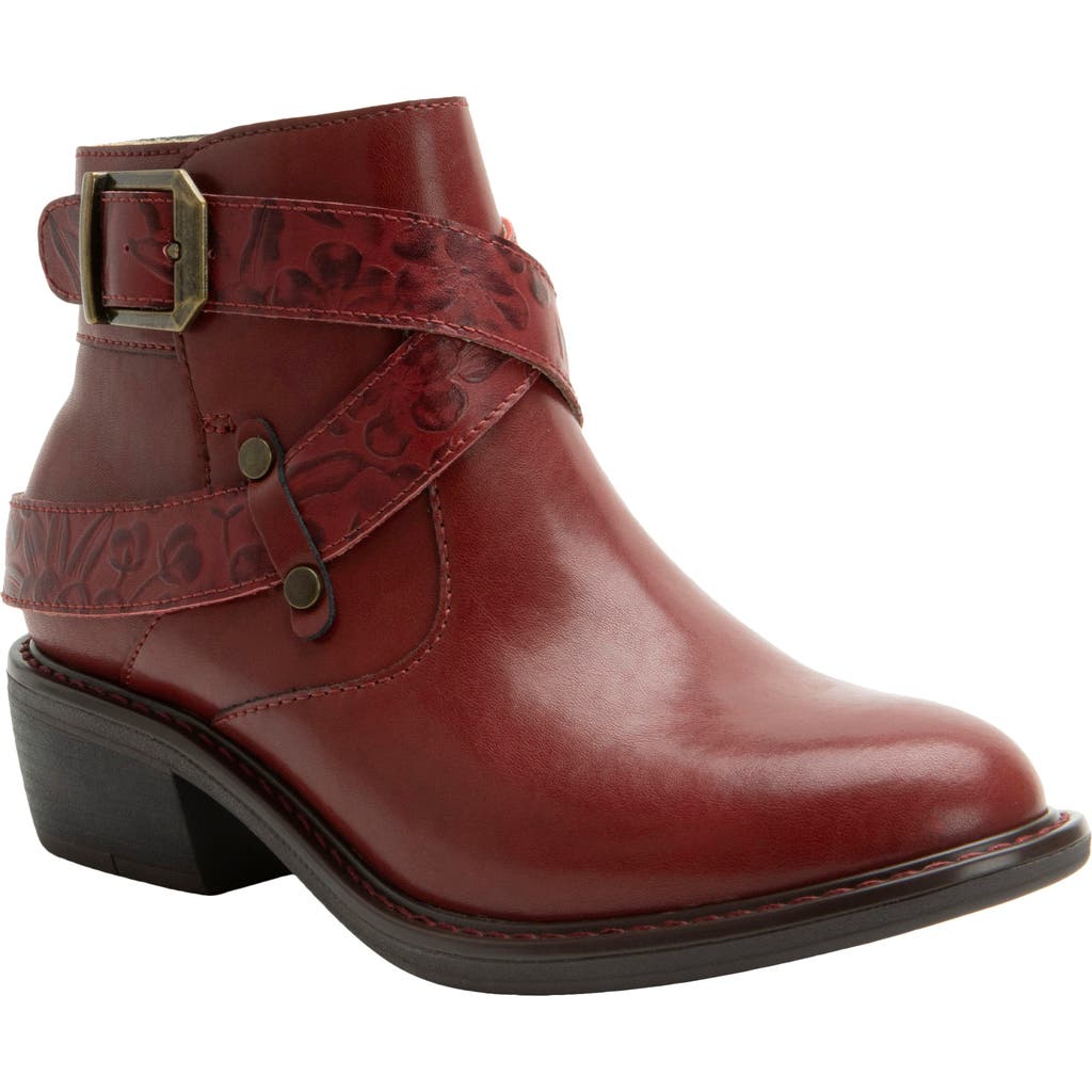 Alegria By Pg Lite Millie Embossed Block Heel Bootie In Red