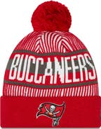 New Era Men's New Era Red Tampa Bay Buccaneers Striped Cuffed Knit Hat with Pom