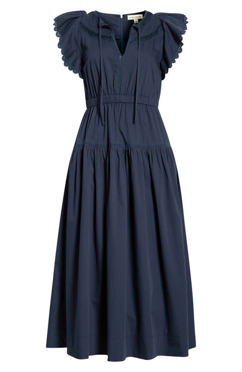 Flutter Sleeve Midi Dress