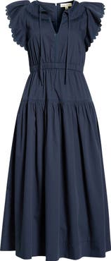 MOON RIVER Flutter Sleeve Midi Dress