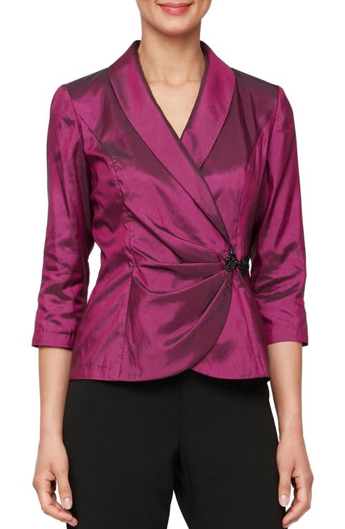 Alex Evenings Bead Detail Taffeta Top in Berry 