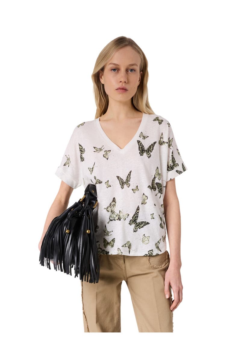 Makeda Butterfly Print T-Shirt, Main, color, Khaki Green