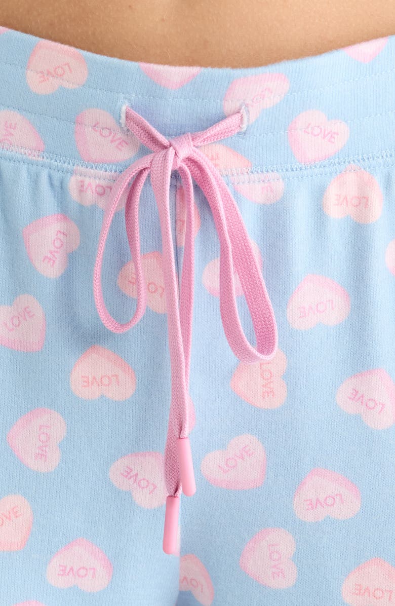 PJ Salvage Peachy Heart Print Jersey Pajamas, Alternate, color, Blue Haze