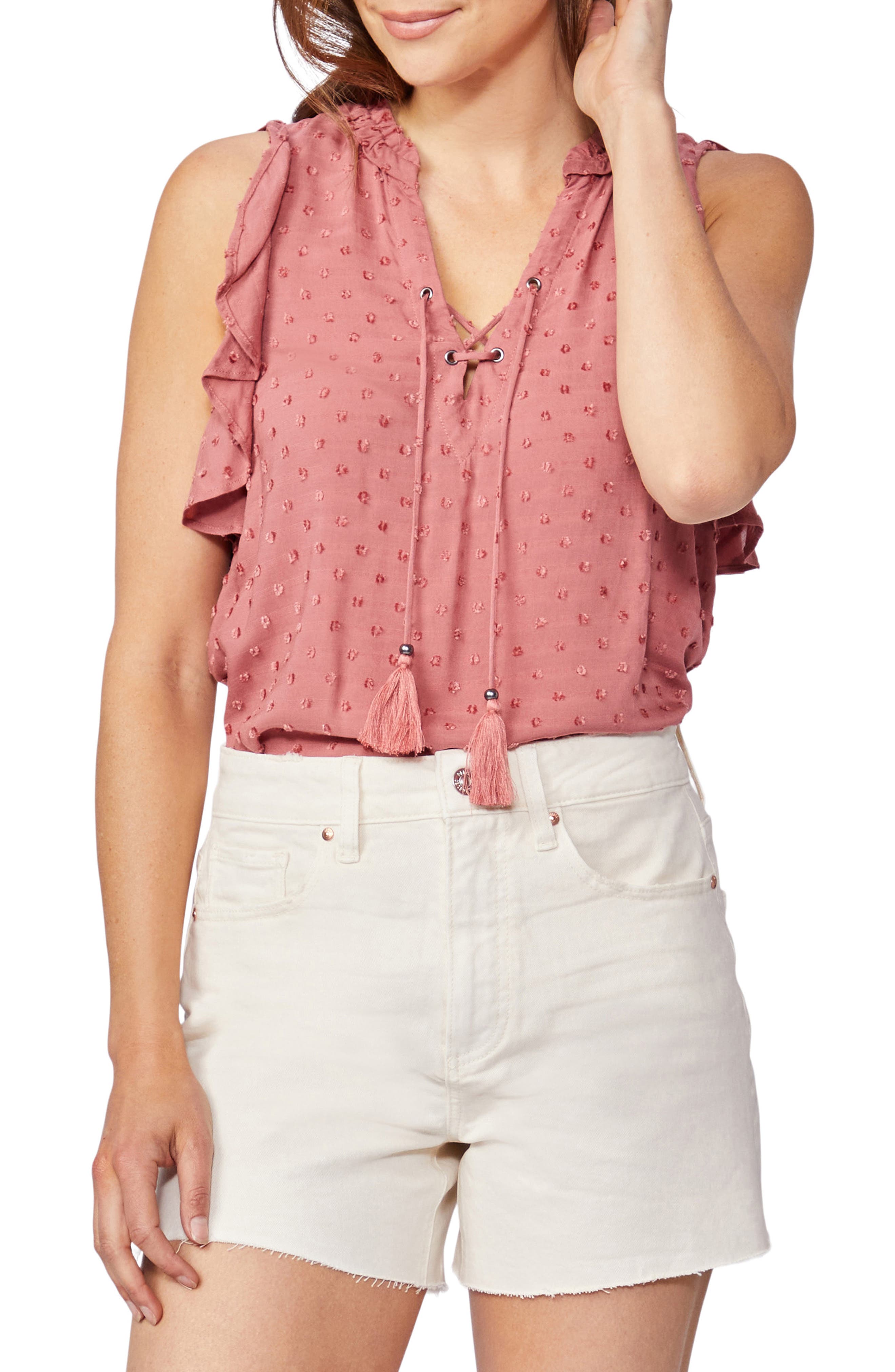 Amala Swiss Dot Lace-Up Top
