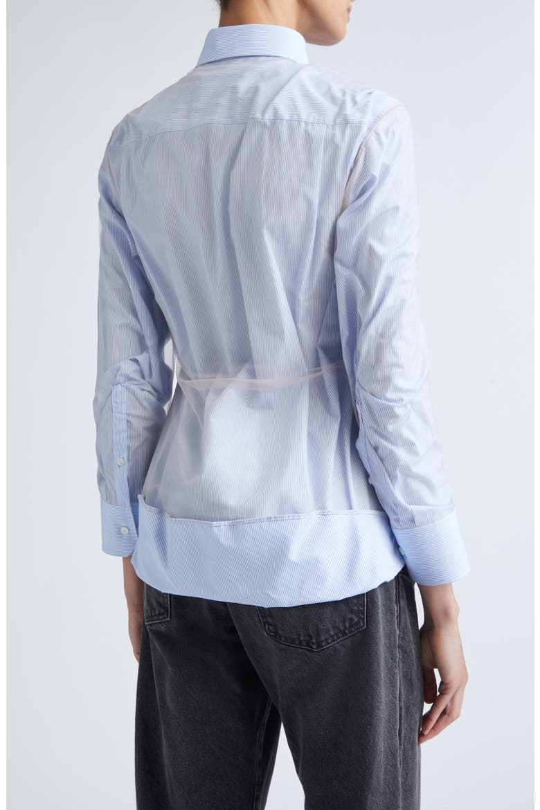 Stripe Ruffle Long Sleeve Cotton Button-Down Shirt, Alternate, color, LIGHT BLUE STRIPE
