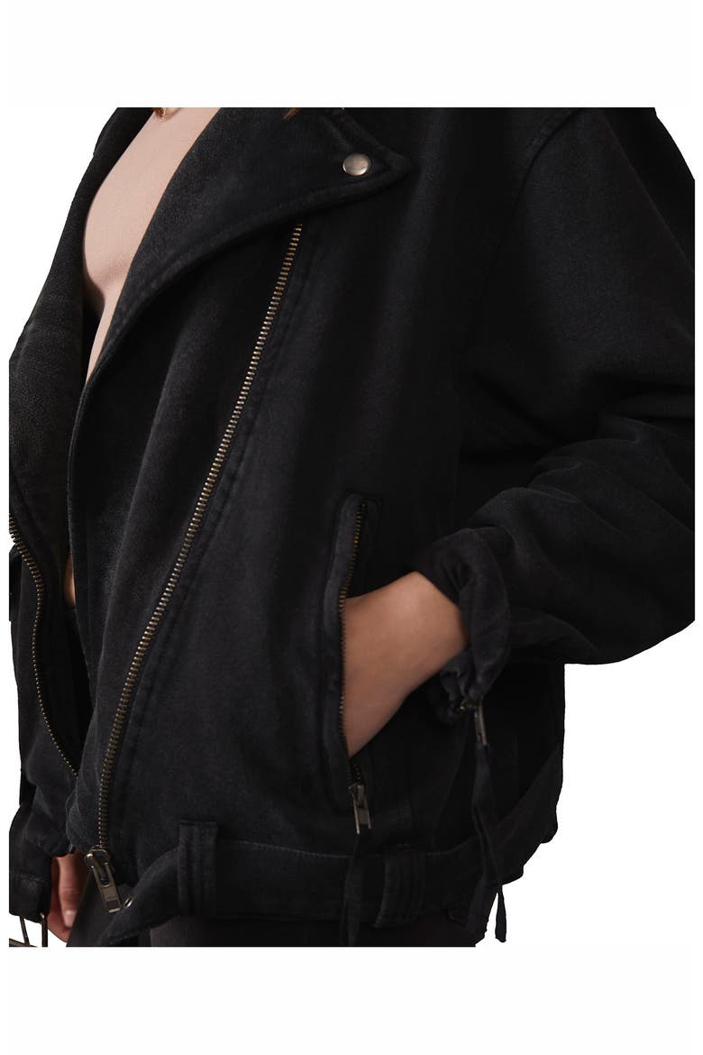 Rebel Rebel Cotton Moto Jacket, Alternate, color, BLACK