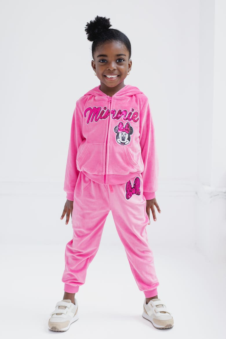 Velour Hoodie & Pants Set, Alternate, color, Minnie Mouse Pink