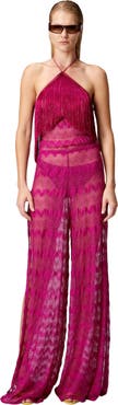 Missoni Zig Zag Lamé Viscose Jumpsuit With Fringes