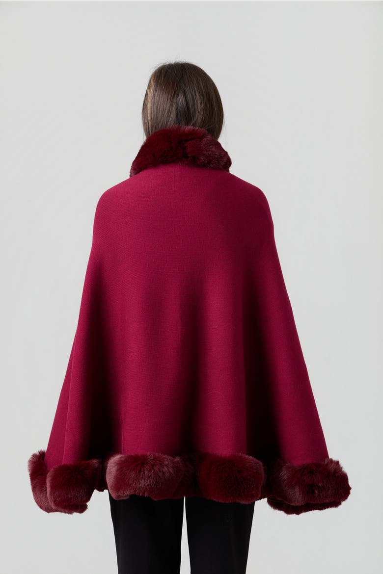 Faux Fur Wrap Cape, Alternate, color, Burgundy