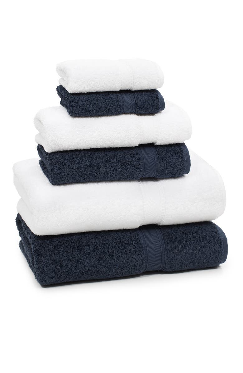 Linum Home Textiles Sinemis Terry 6-Piece Towel Set - Navy/White, Alternate, color, Navy/White