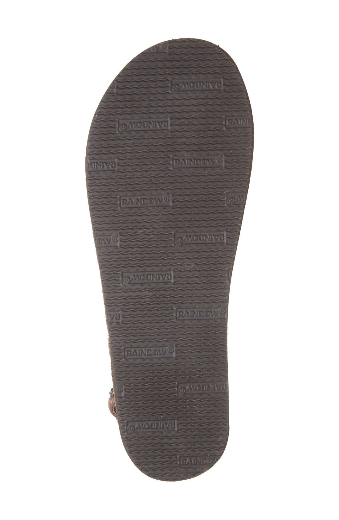 Rainbow 'T-Street' Braided T-Strap Sandal, Alternate, color, DARK BROWN