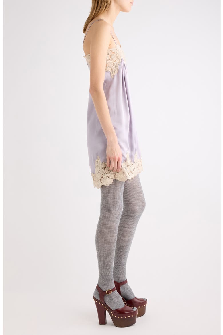 Lace Trim Washed Silk Satin Mini Slipdress, Alternate, color, SMOKY PURPLE