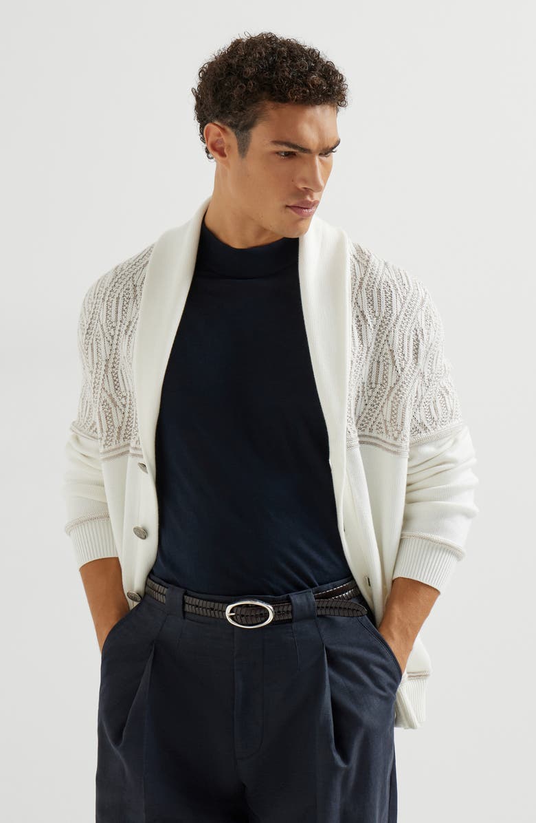 Brunello Cucinelli Jacquard cardigan, Alternate, color, Panama