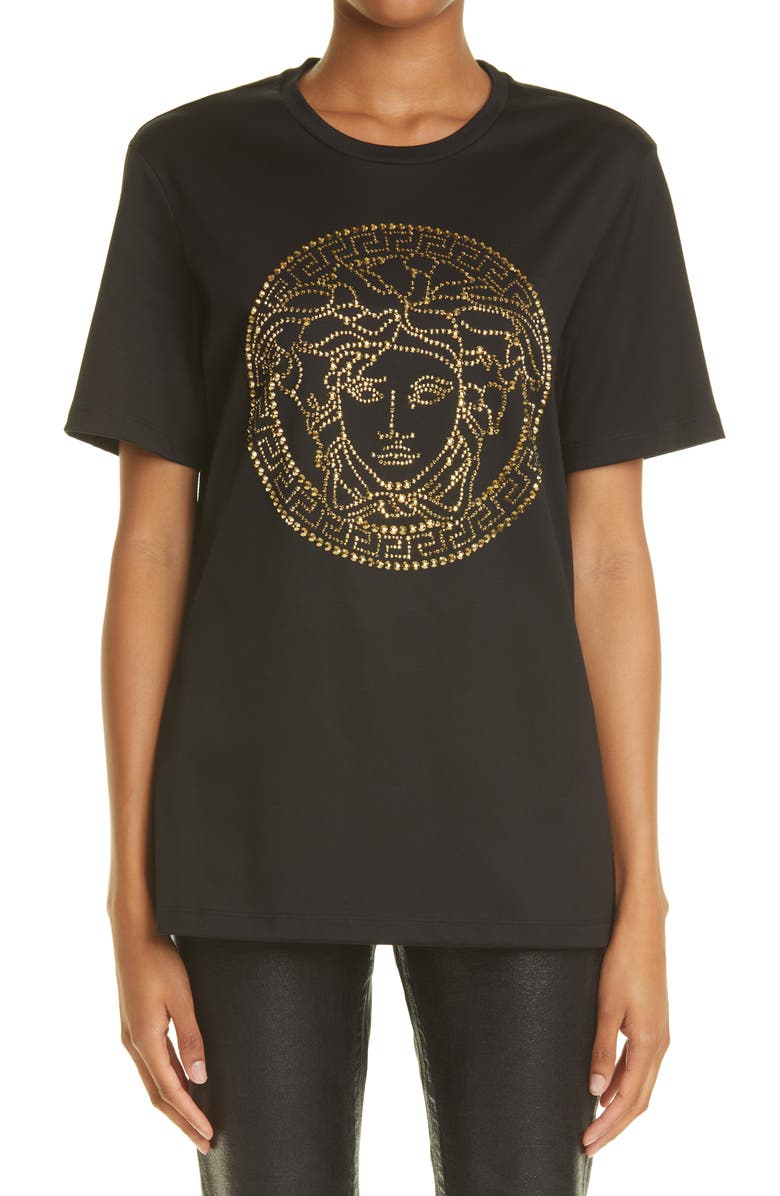Versace Medusa Logo Studded T-Shirt, Main, color,