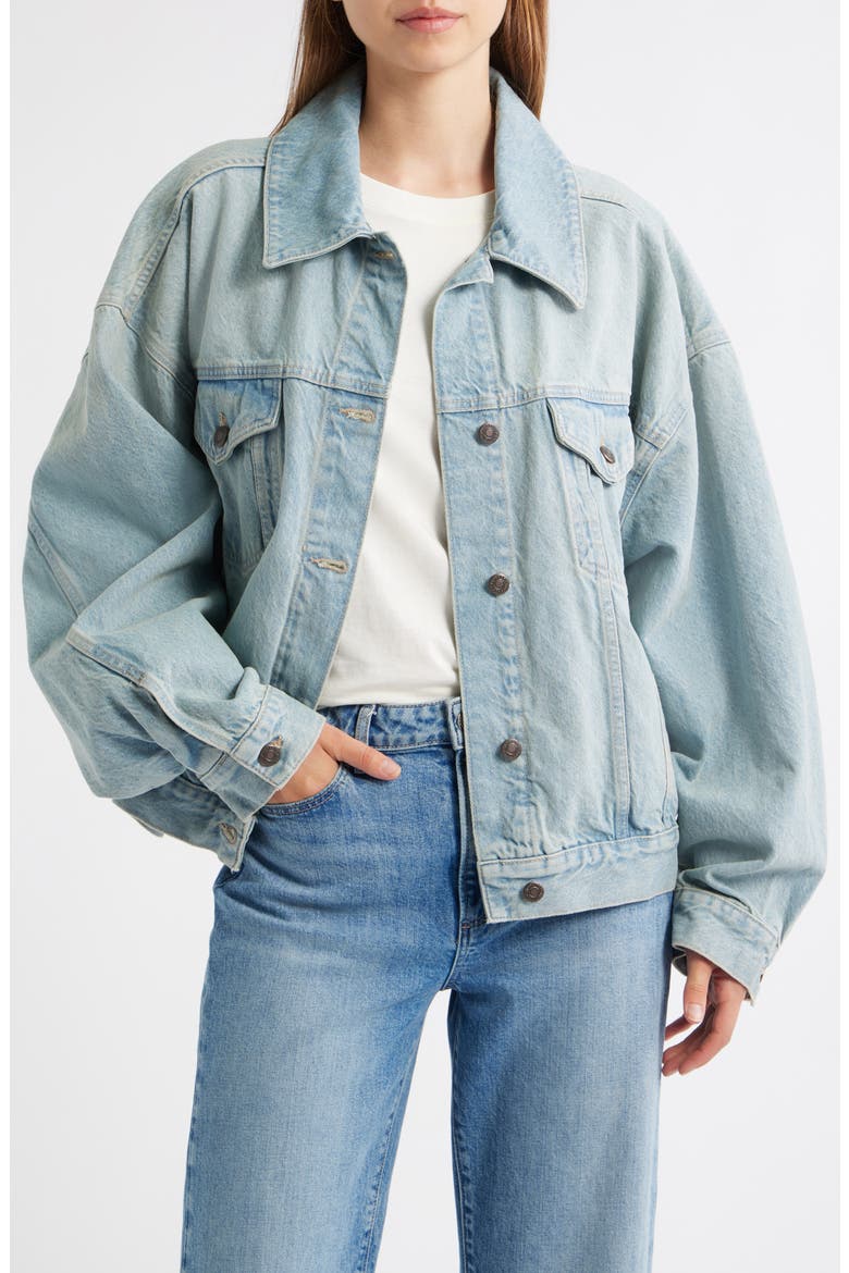 Oversize Balloon Sleeve Denim Jacket, Main, color, LIGHT BLUE