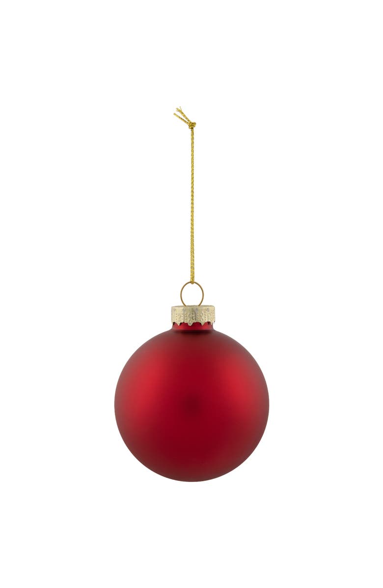 Northlight 2-Finish Glass Ball Christmas Ornaments - 2.5" (60mm) - Apple Red - 9ct, Alternate, color, 