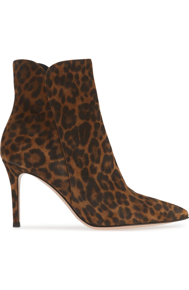 Gianvito Rossi Leopard Print Pointy Toe Bootie, Alternate, color,