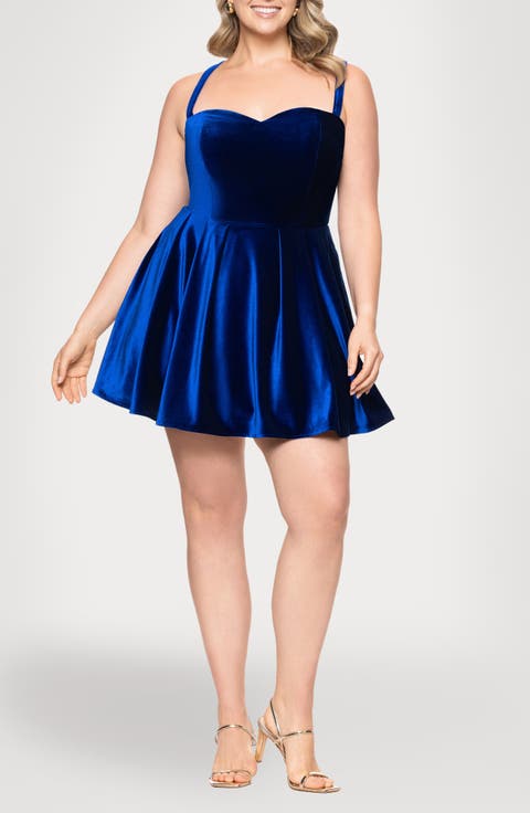 Lace-Up Velvet Cocktail Minidress
