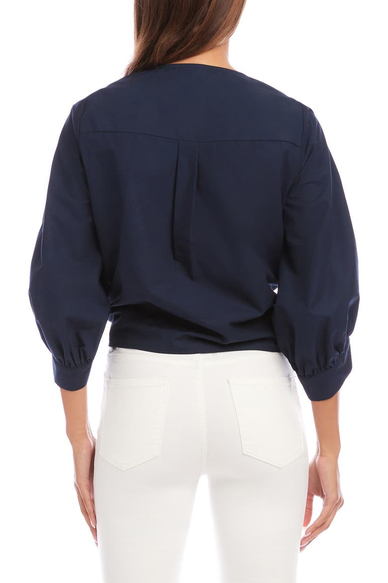 Tie Front Cotton Top, Alternate, color, NAVY