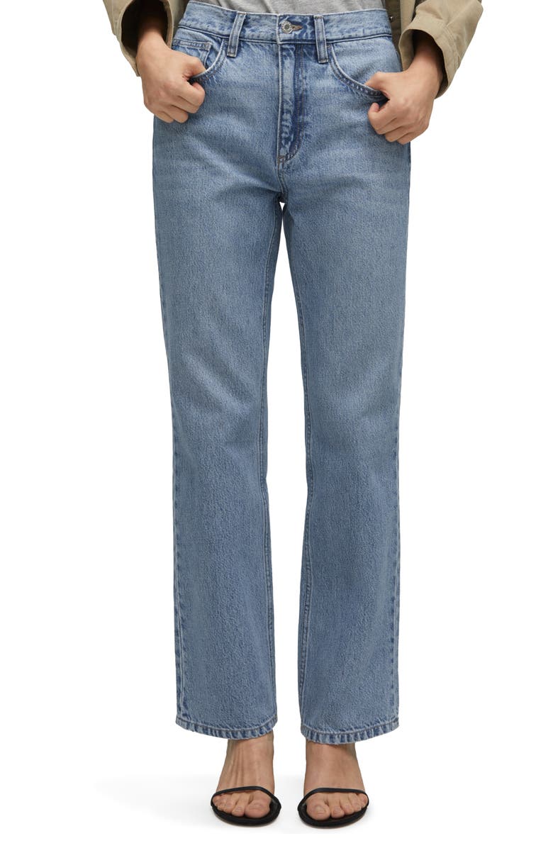 MANGO Mid Rise Straight Leg Jeans, Main, color, 