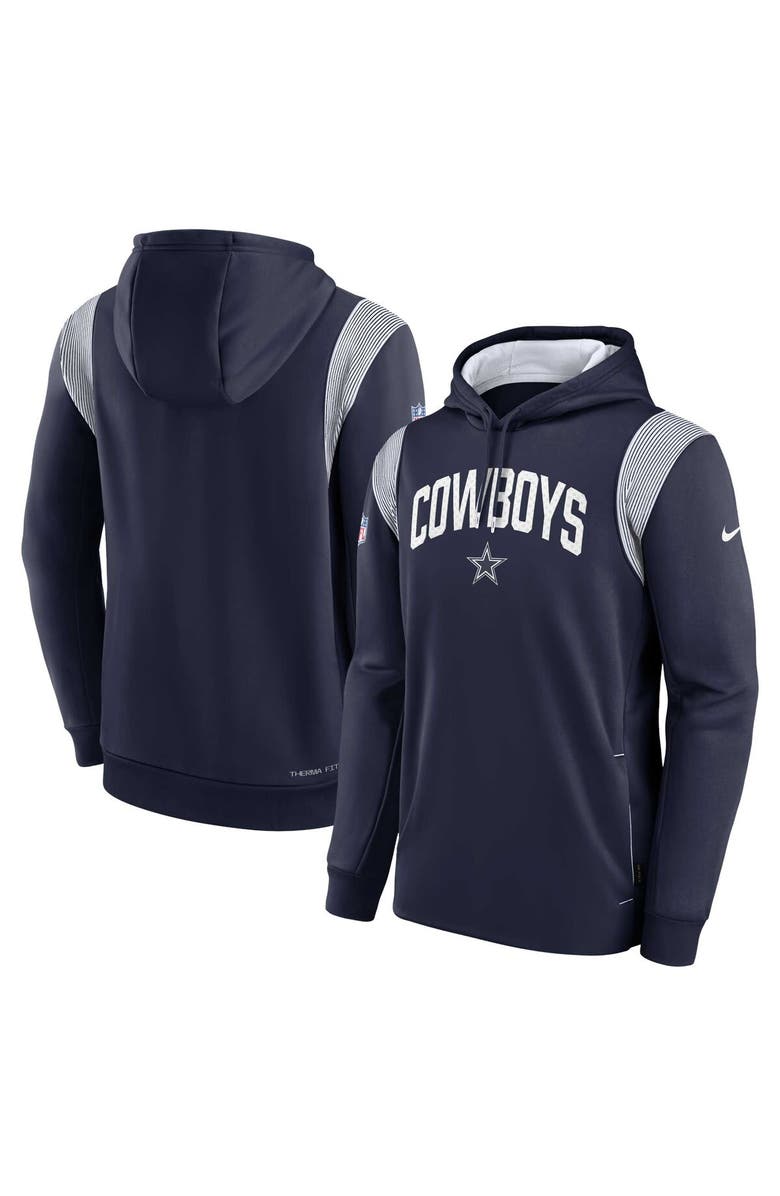 Nike Men's Nike Navy Dallas Cowboys Sideline Athletic Stack Performance Pullover Hoodie, Alternate, color,
