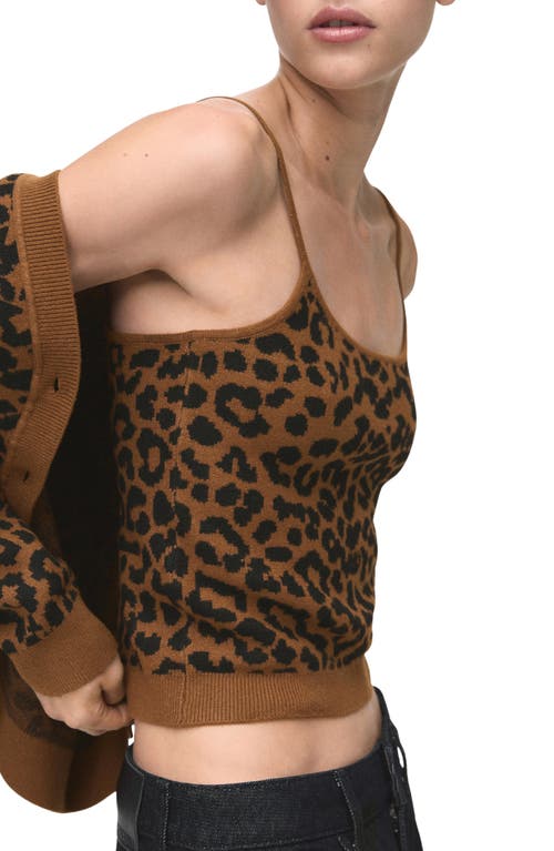 Mango Leopard Knit Crop Camisole In Brown