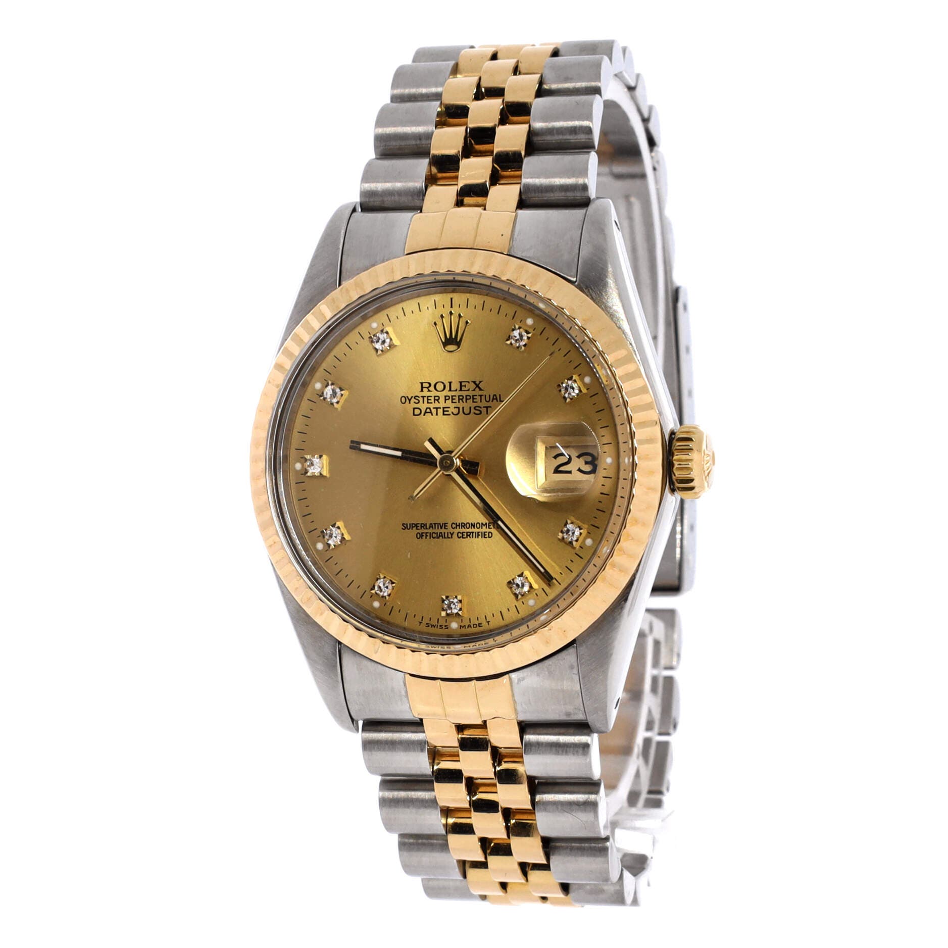Oyster Perpetual Datejust Automatic Watch Stainless Steel and Yellow Gold with Diamond Markers 36, Alternate, color, Metallic Silver