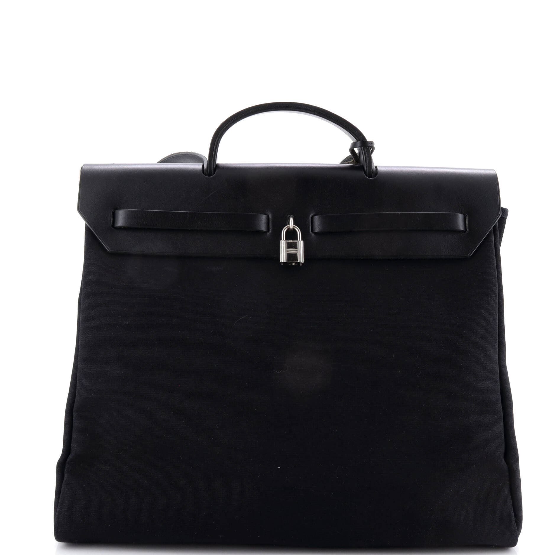 Pre-Owned Hermes Herbag Toile and Leather MM, Alternate, color, Noir