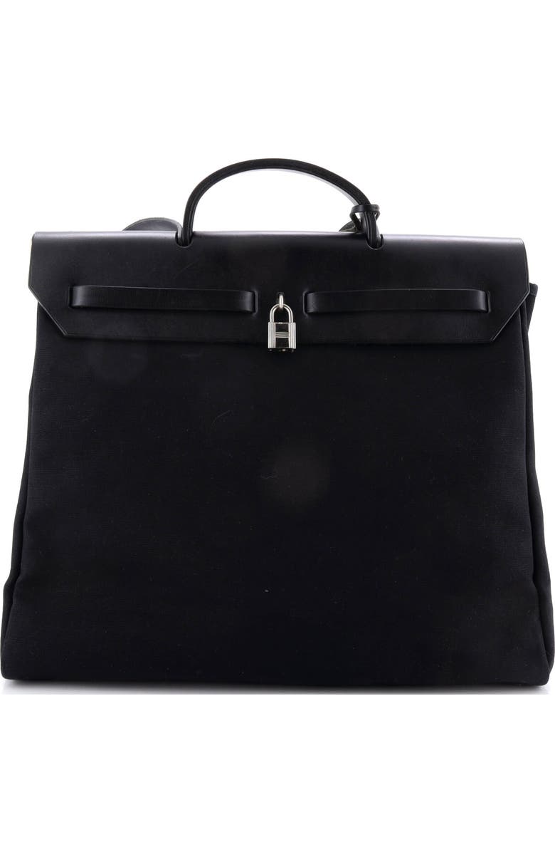 Pre-Owned Hermes Herbag Toile and Leather MM, Alternate, color, Noir