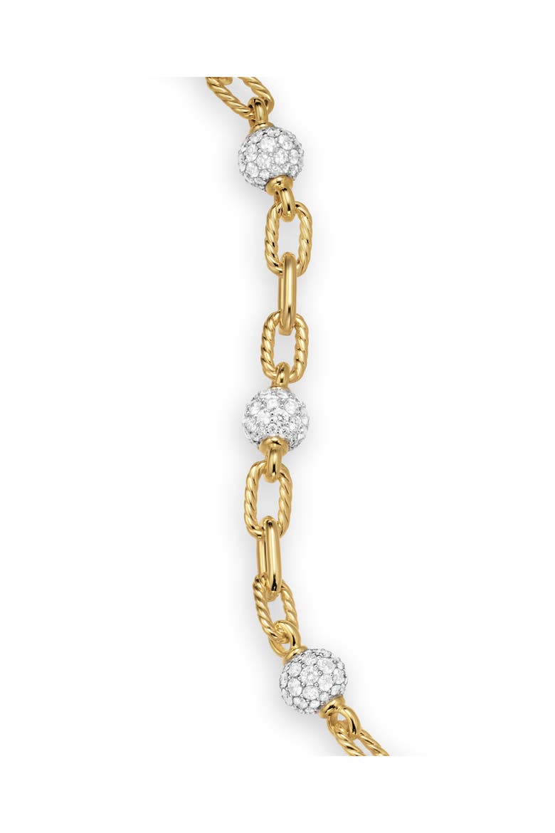 DY Madison® Pavé© Bead Chain Bracelet in 18K Yellow Gold with Diamonds, 3mm, Alternate, color, DIAMOND