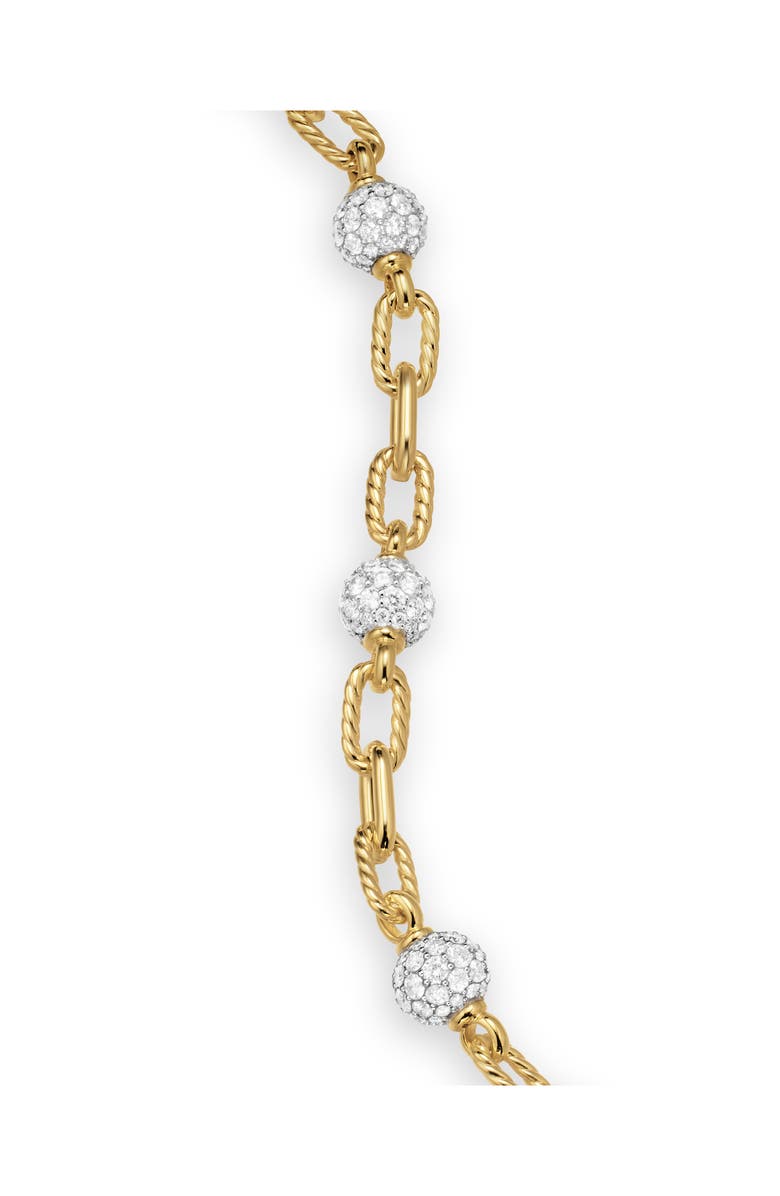 David Yurman DY Madison<sup>®</sup> Pavé<sup>©</sup> Bead Chain Bracelet in 18K Yellow Gold with Diamonds, 3mm, Alternate, color, Diamond
