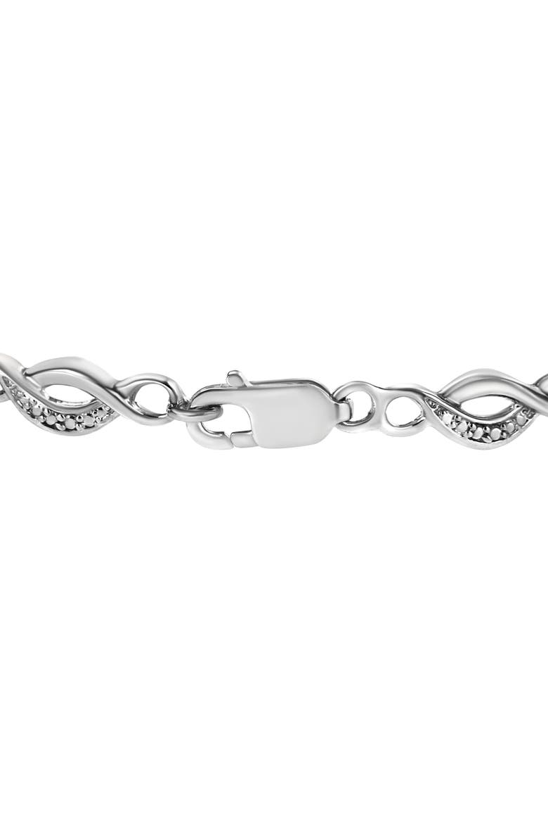Silver Prong Set Diamond Accent Curved Spiral Link Bracelet, Alternate, color, White