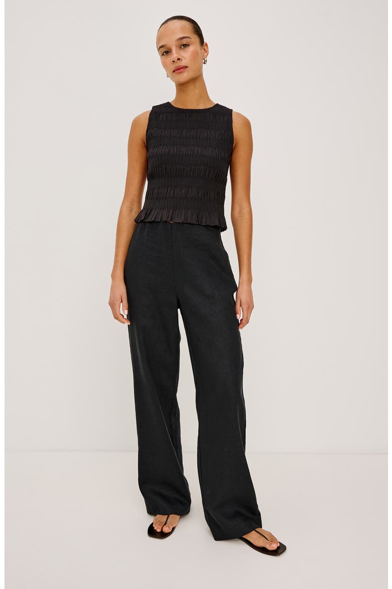 Kane Ruched & Embroidered Shell, Alternate, color, BLACK