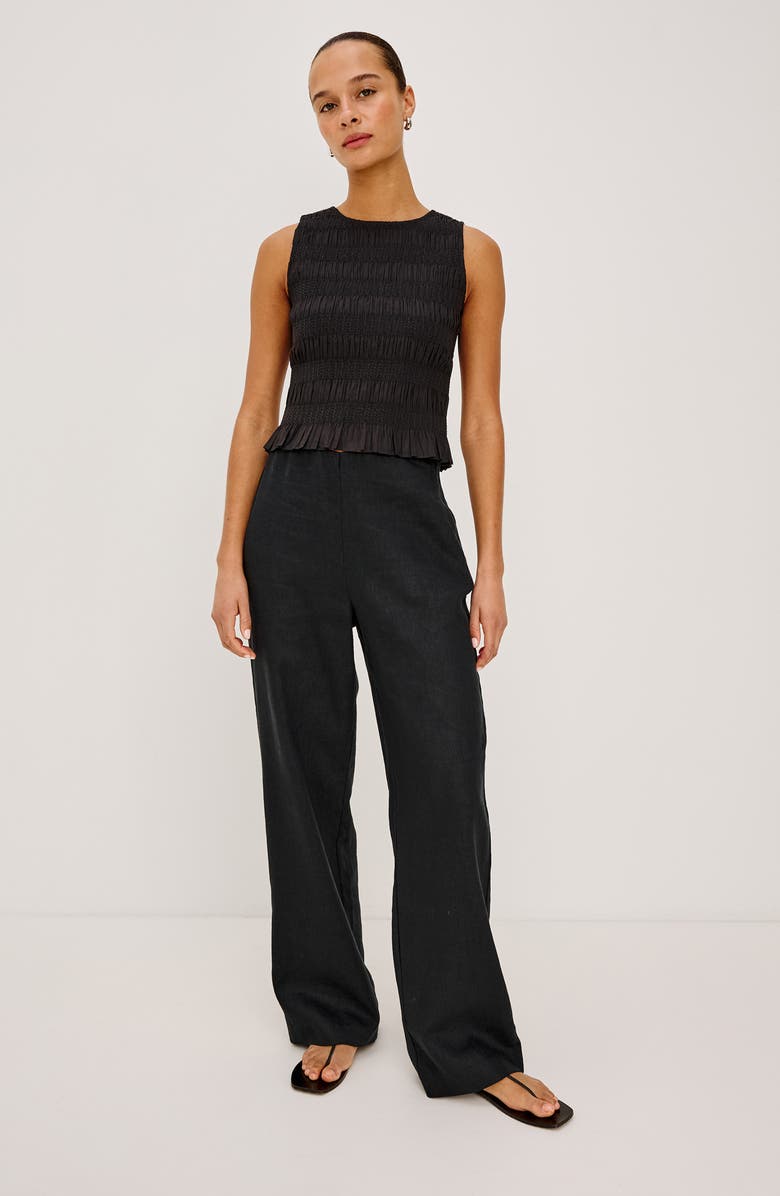 Rails Kane Ruched & Embroidered Shell, Alternate, color, Black