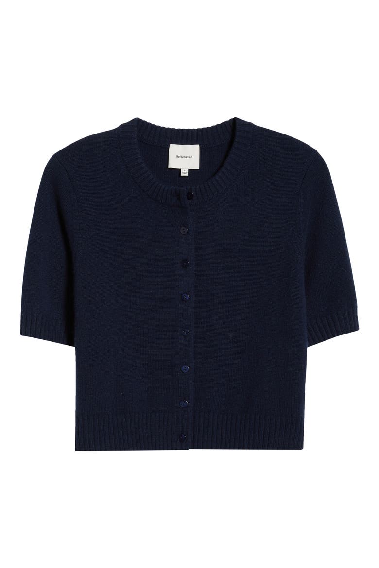 Cashmere & Wool Crop Cardigan, Alternate, color, NAVY