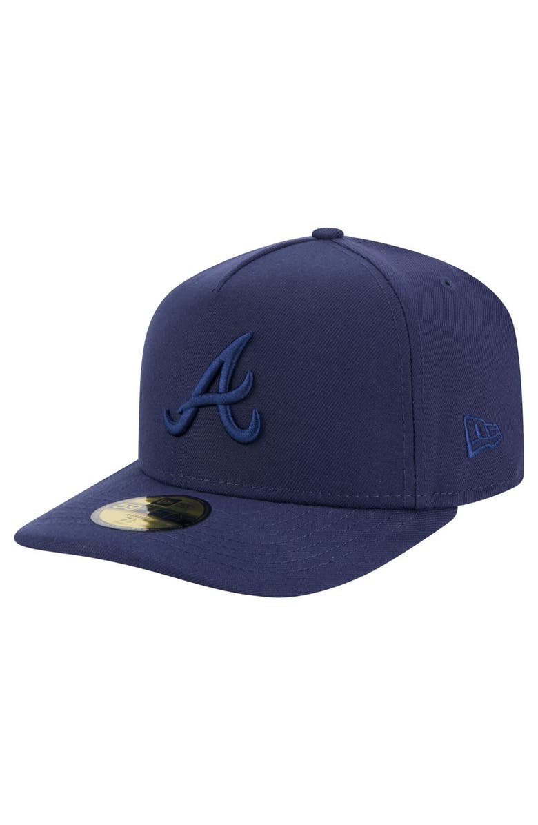 New Era Men's New Era Navy Atlanta Braves Color Pack A-Frame 59FIFTY Fitted Hat, Main, color,
