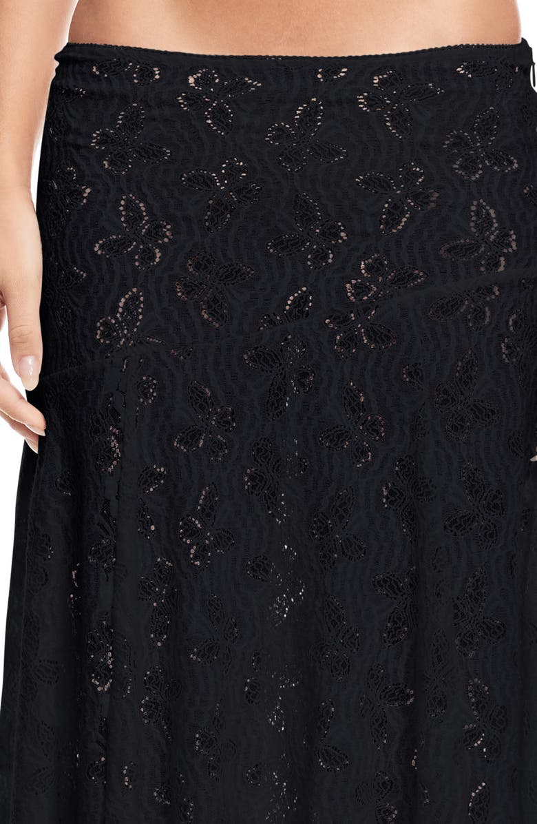 LIONESS Tidal Pointelle Asymmetric Midi Skirt, Alternate, color, Ink