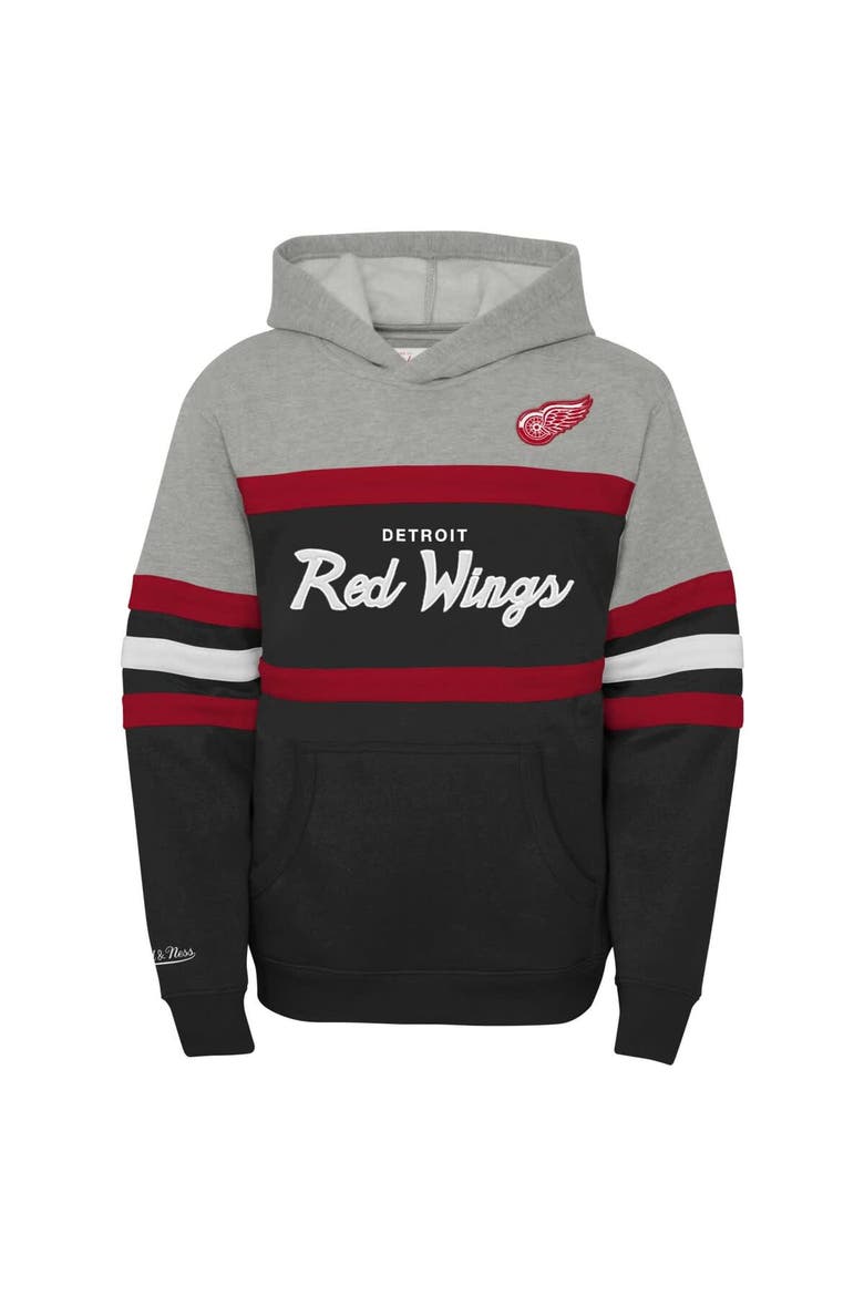 Youth Mitchell & Ness Red Detroit Red Wings Head Coach Pullover Hoodie, Alternate, color, Black