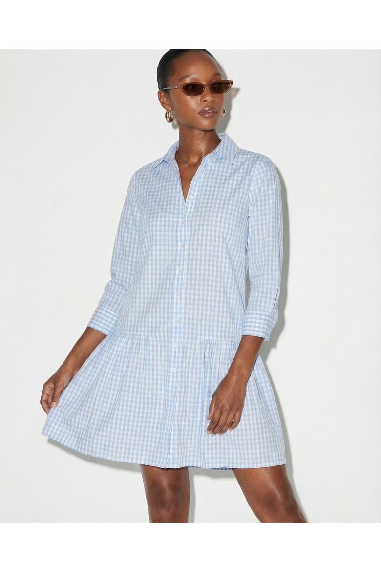 The Drop Waist Shirt Dress, Alternate, color, Sky Blue Check
