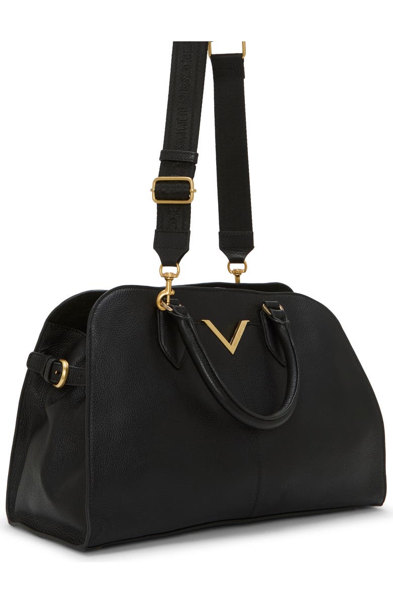 Vince Camuto Tasha Croc Embossed Leather Satchel, Alternate, color, Black