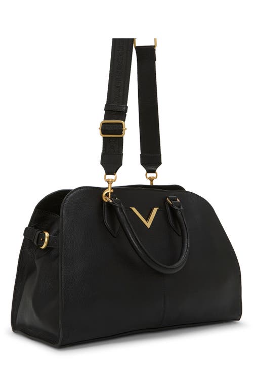 Vince Camuto Tasha Croc Embossed Leather Satchel In Black