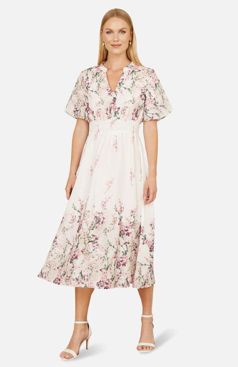 Mirrored Floral Button Up Midi Dress