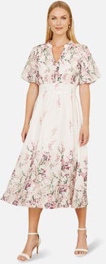 Yumi Mirrored Floral Button Up Midi Dress
